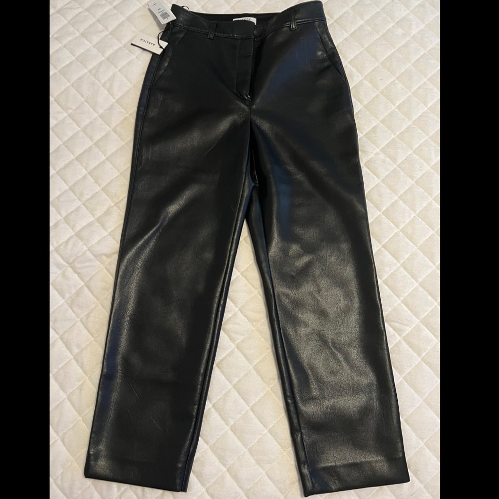 Aritiza Babaton Black Vegan Leather Command Pants NWT